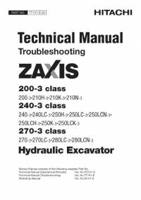 repair manual Hitachi Excavator Zaxis 200-3, 240-3, 270-3 Class Troubleshooting Technical Manual PDF