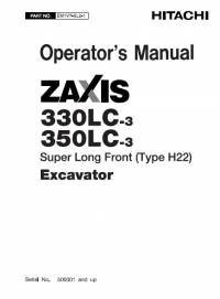 repair manual Hitachi Excavator Zaxis 330LC-3, 350LC-3 Operator’s Manual PDF