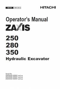 repair manual Hitachi Hydraulic Excavator Zaxis 250, 280, 350 Operator’s Manual PDF
