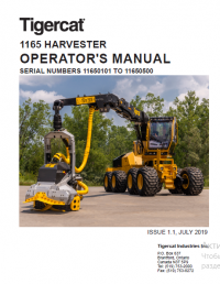 repair manual Tigercat 1165 Harvester Operators and Service Manual PDF