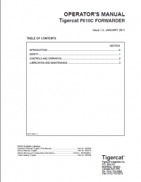 repair manual Tigercat F610C Forwarder Operator’s Manual PDF