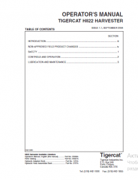 repair manual Tigercat Harvester H822 Operator’s Manual PDF