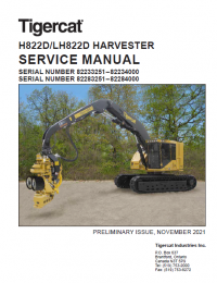 repair manual Tigercat H822D, LH822D Harvester Operators and Service Manual PDF
