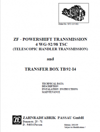 repair manual ZF-Powershift Transmission 4WG-92,98 TSC Transfer Box TB92-14 Manual PDF