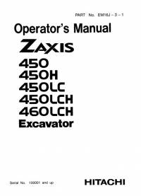 repair manual Hitachi Excavator Zaxis 450, 450H, 450LC, 450LCH, 460LCH Operator’s Manual PDF