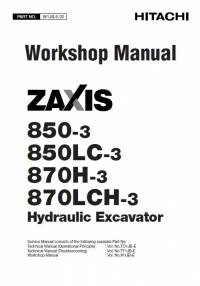 repair manual Hitachi Hydraulic Excavator Zaxis 850(LC)-3, 870(LC)H-3 Workshop Manual PDF