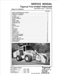 repair manual Tigercat T750 STREET TRENCHER Operators and Service Manual PDF