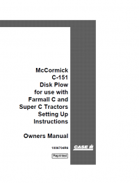 repair manual Case McCormic C-151 Disk Plow Owners manual PDF