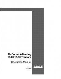 repair manual Case 10-20/15-30 Tractors McCormick-Deering PDF Operator’s Manuals