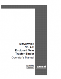 repair manual Case McCormick No.4-E Enclosed Gear Tractor Binder Operator’s Manual PDF