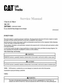repair manual Cat Lift Truck DP70N1 MC/FC Service Manual PDF