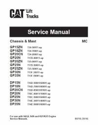 repair manual Cat Lift Trucks GP15ZN, DP15N, GP18ZN, DP18N, GP/DP20CN, GP/DP20N, GP25ZN, DP25N, GP/DP30N, GP/DP35N