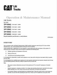 repair manual Cat Lift Trucks DP100N2 - DP160N2, LC/FC Operation & Maintenance Manual PDF