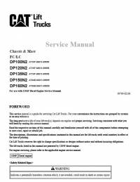 repair manual Cat Lift Trucks DP100N2 - DP160N2, Chassis & Mast, FC/LC Service Manual PDF