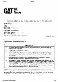 repair manual Cat Forkifts 2C7000, 2C8000, 2C8000-SWB Operation & Maintenance Manual PDF