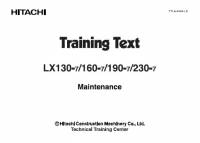 repair manual Hitachi Wheel Loader LX130-7, LX160-7, LX190-7, LX230-7 Maintenance Training Text PDF