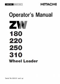 repair manual Hitachi Wheel Loader ZW 180, 220, 250, 310 Operator’s Manual PDF