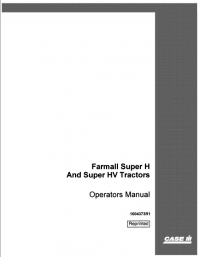 repair manual Case Farmall Super H/HV Tractors Operators Manual PDF