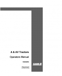 repair manual Case A & AV Tractors Operators Manual PDF