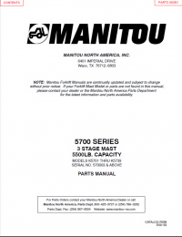 spare parts catalog Manitou 5700 SERIES 3 STAGE MAST 5500LB. CAPACITY Parts Manual PDF