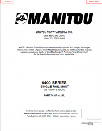 spare parts catalog Manitou 6400 SERIES SINGLE RAIL MAST Parts Manual PDF