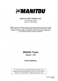 spare parts catalog Manitou Forklift MSI30D Turbo Series 1-E2 Parts Manual PDF