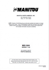 spare parts catalog Manitou Forklift MSI 50H SERIES 1-E2 Parts Manual PDF