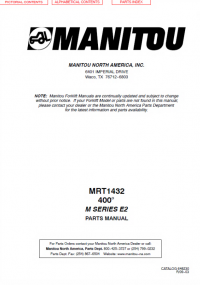 spare parts catalog Manitou Forklift MRT1432 400° M SERIES E2 Parts Manual PDF