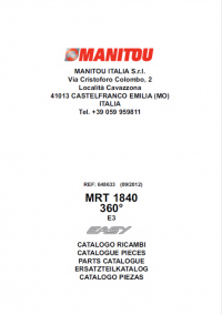 spare parts catalog Manitou Forklift MRT1840 360° E3 Parts Manual PDF