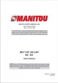 spare parts catalog Manitou Forklift MLT 735 120 LSU S6 - E3/Series 4-E3 Parts Manual PDF