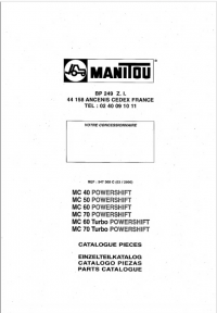 spare parts catalog Manitou MC40,50,60,70 Powershift,60,70 Turbo Powershift Parts Manual PDF
