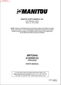spare parts catalog Manitou MRT2540 M SERIES E3 PRIVILEGE Parts Manual PDF