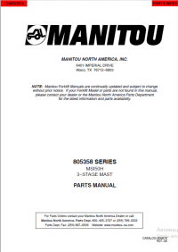 spare parts catalog Manitou 805358 SERIES MSI50H 3-STAGE MAST Parts Manual PDF