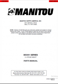 spare parts catalog Manitou 805441 SERIES 3-STAGE MAST Parts Manual PDF