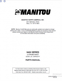 spare parts catalog Manitou 9400 SERIES 2 STAGE MAST 8,000 L.B. CAPACITY Parts Manual PDF