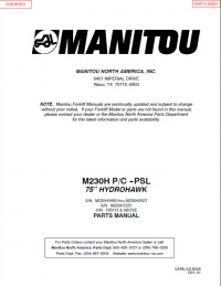 spare parts catalog Manitou M230H P/C -PSL 75” HYDROHAWK Parts Manual PDF