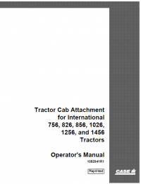 repair manual Case Tractor Cab Attachment for 756-1456 Tractors PDF Operator’s Manual