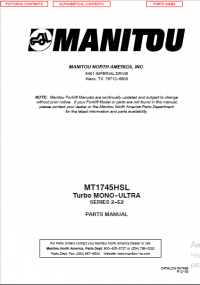 spare parts catalog Manitou Forklift MT1745HSL Turbo MONO-ULTRA Parts Manual PDF