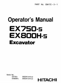 repair manual Hitachi Excavator EX750-5, EX800H-5 Operator’s Manual PDF