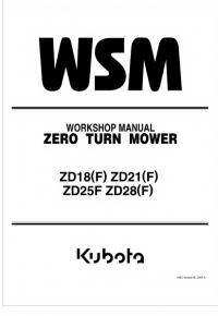repair manual Kubota ZD18F, ZD21F, ZD25F, ZD28F ZERO TURN MOWER Workshop Manual PDF