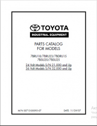 spare parts catalog Toyota Industrial Equipment 7BRU18, 7BRU23, 7BDRU15, 7BSU20, and 7BSU25 Parts Catalog PDF