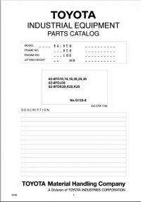 spare parts catalog Toyota Industrial Equipment 62-8FD10,15,18,20,25,30 62-8FDJ35, 62-8FDK20, K25, K30 Parts Catalog