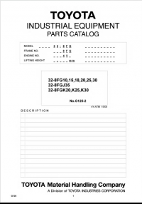 spare parts catalog Toyota Industrial Equipment 32-8FG10/15/18/20/25/30 32-8FGJ35 32-8FGK20,K25,K30 Parts Catalog