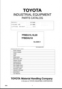 spare parts catalog Toyota Industrial Equipment 7FBEU15/18/20 7FBEHU18 Parts Catalog PDF