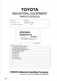 spare parts catalog Toyota Industrial Equipment 8FGCSU20, 8FGCU15,18 Parts Catalog PDF