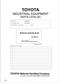 spare parts catalog Toyota Industrial Equipment 8FDU15, 18, 20, 25, 30, 32 Parts Catalog PDF