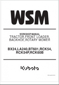 repair manual Kubota BX24, LA240, BT601, RCK54, RCK54P, RCK60B Workshop Manual