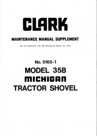 repair manual TCM Clark Michigan Tractor Shovel 35B Maintenance Manual Supplement PDF