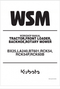 repair manual Kubota BX25, LA240, BT601, RCK54, RCK54P, RCK60B Workshop Manual PDF
