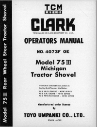repair manual TCM Clark Michigan Tractor Shovel 75 III Operators Manual PDF